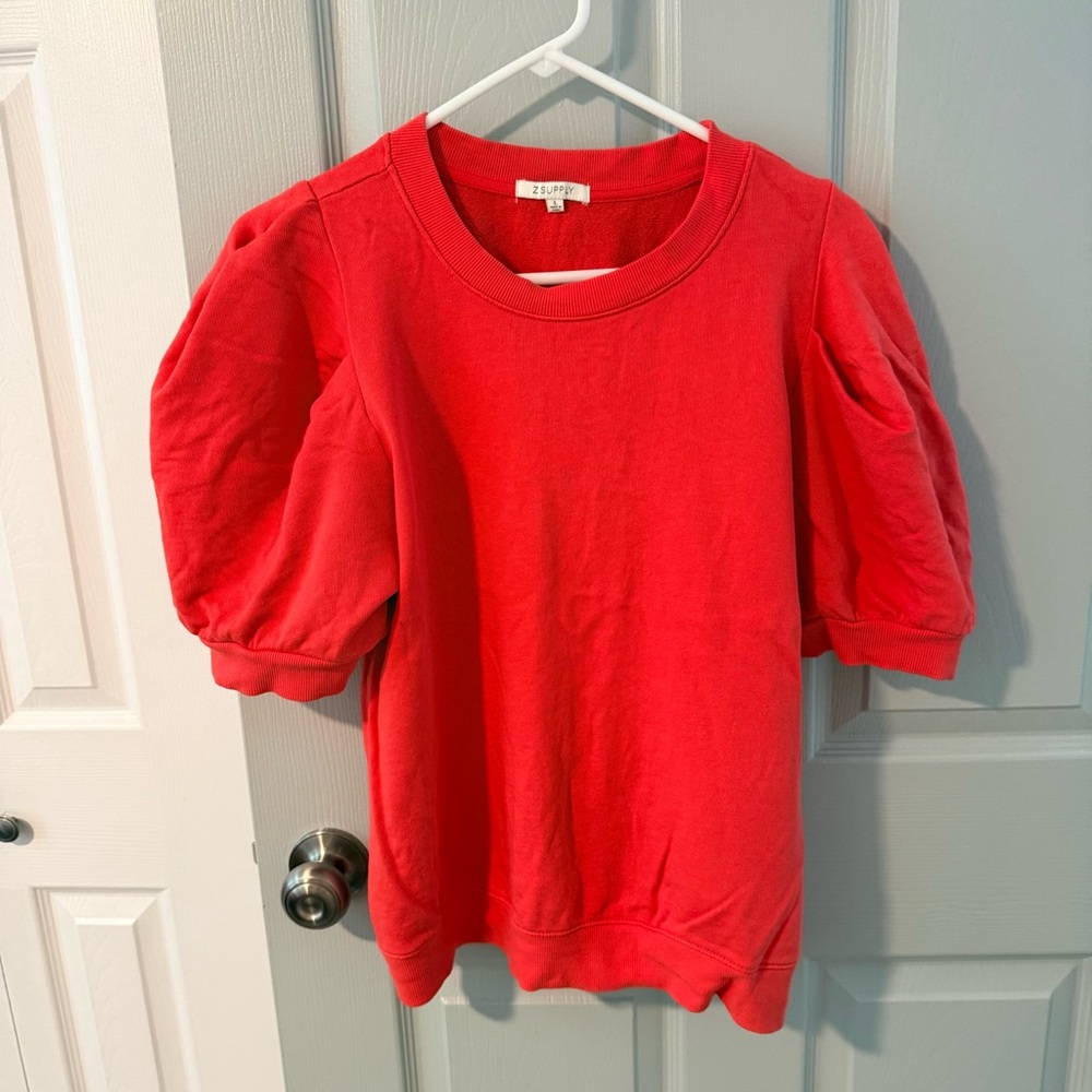 Z Supply red/orange Puff-Sleeve Top